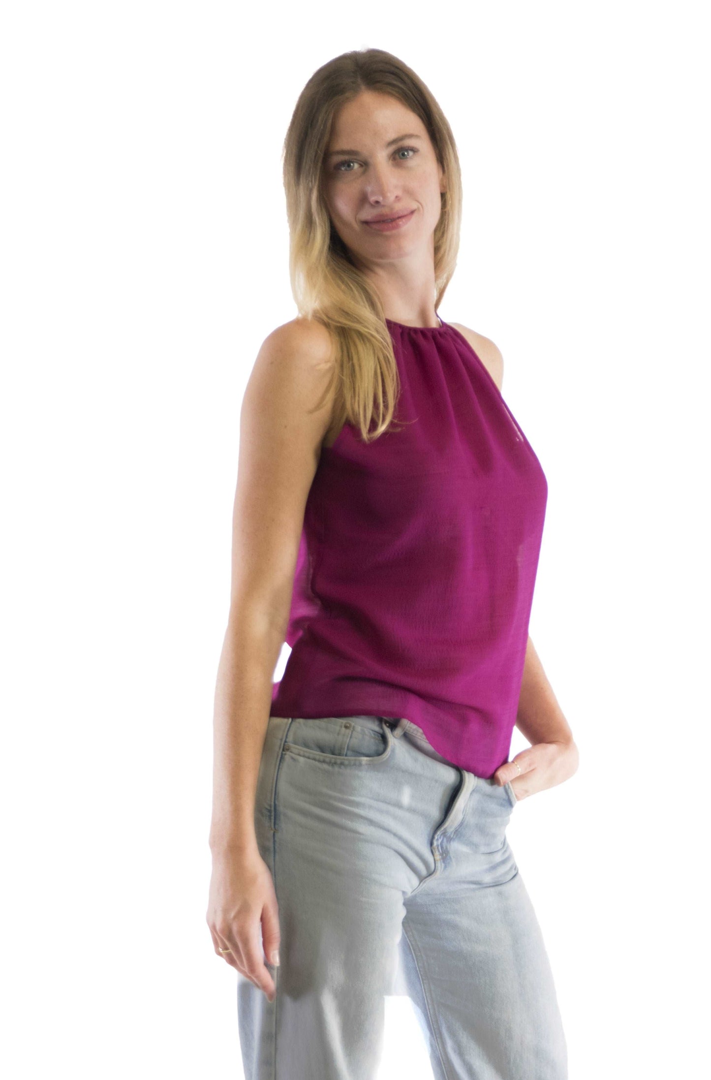Farah fuchsia zijde zijden crepe luxe Silk Appeal Amsterdam duurzaam duurzaamheid