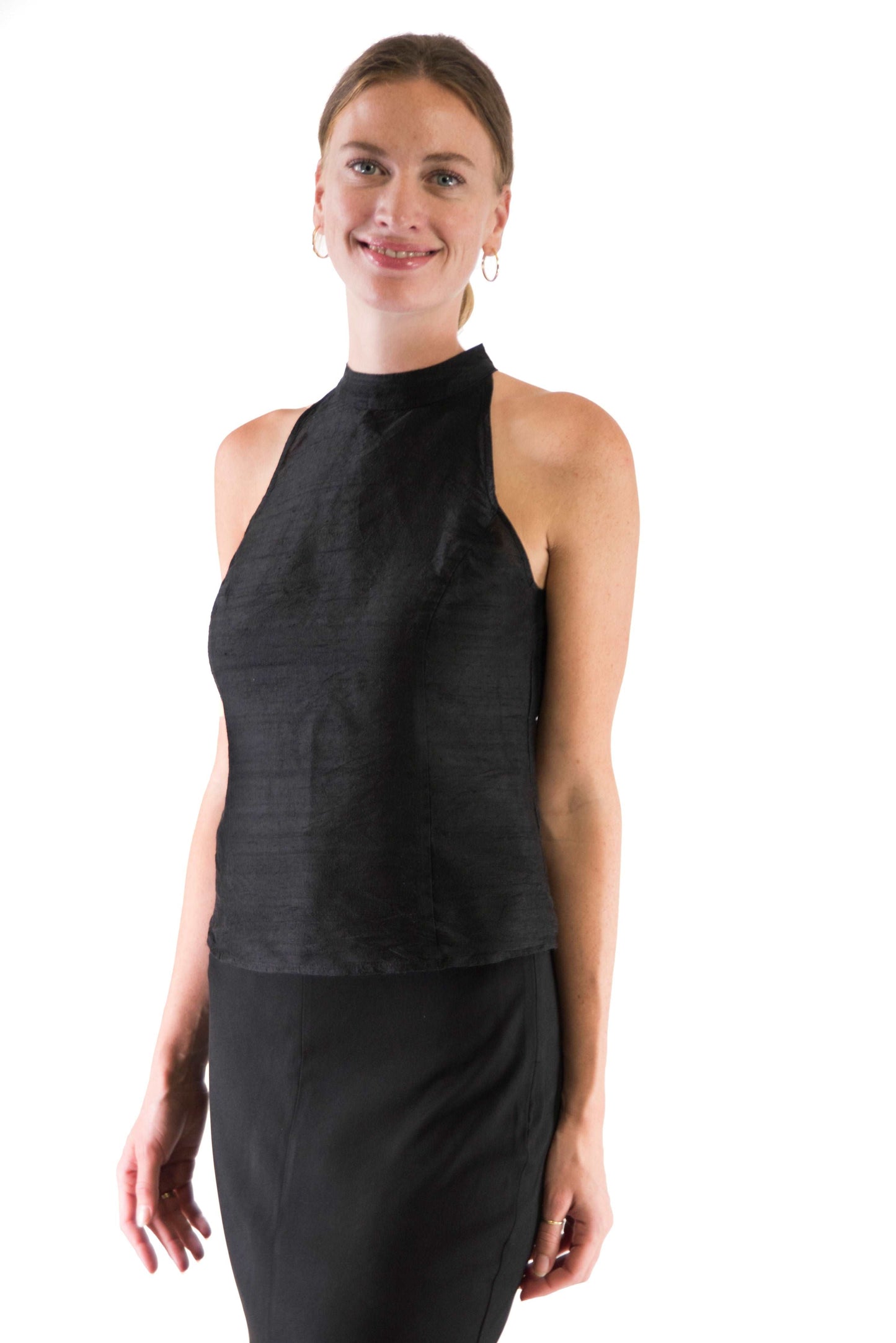 Sophia - zwart hemdje zijden kleding zijde vrouwen zomers duurzaam chique dames topje topjes hemdjes