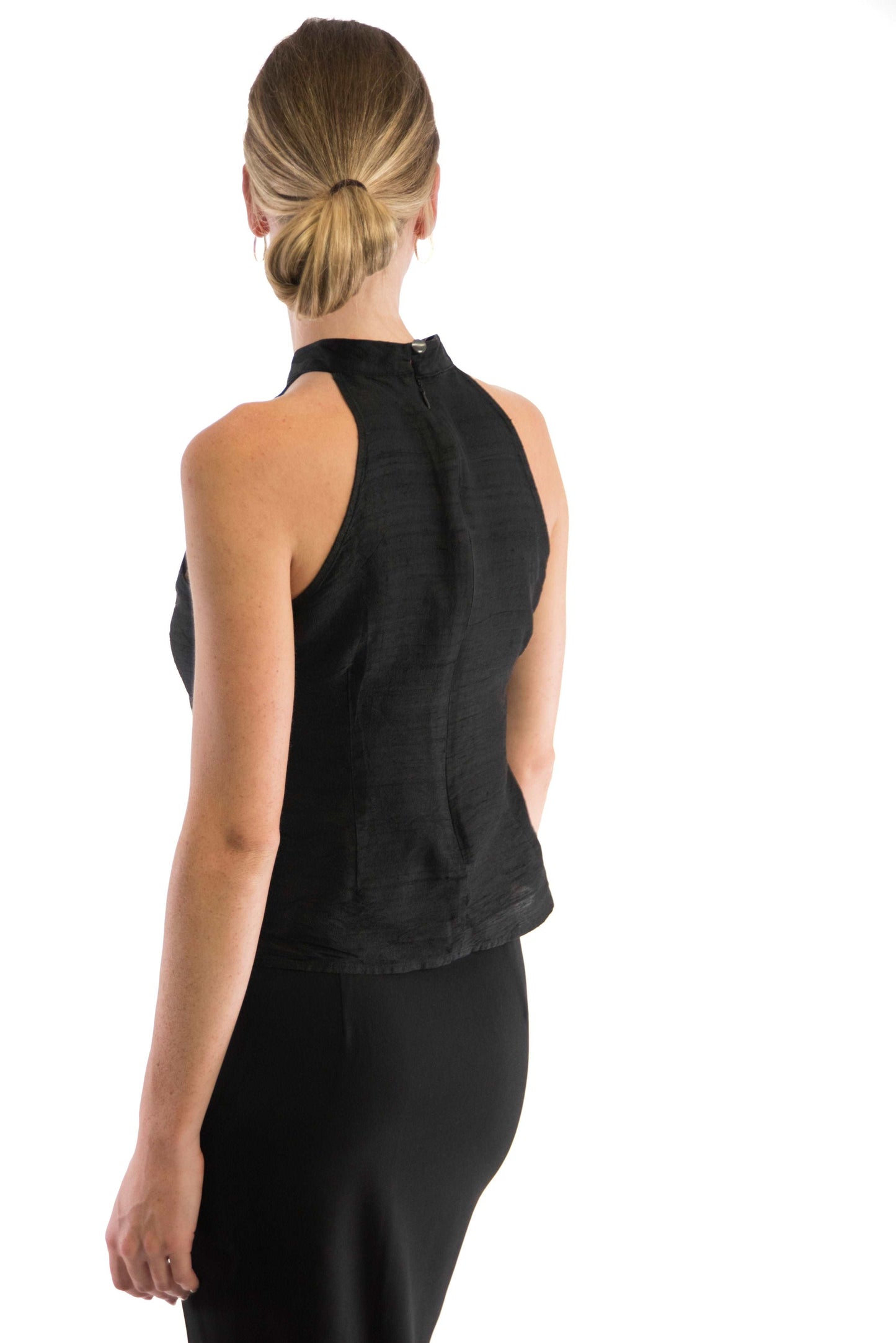 Sophia - zwart hemdje zijden kleding zijde vrouwen zomers duurzaam chique dames topje topjes hemdjes
