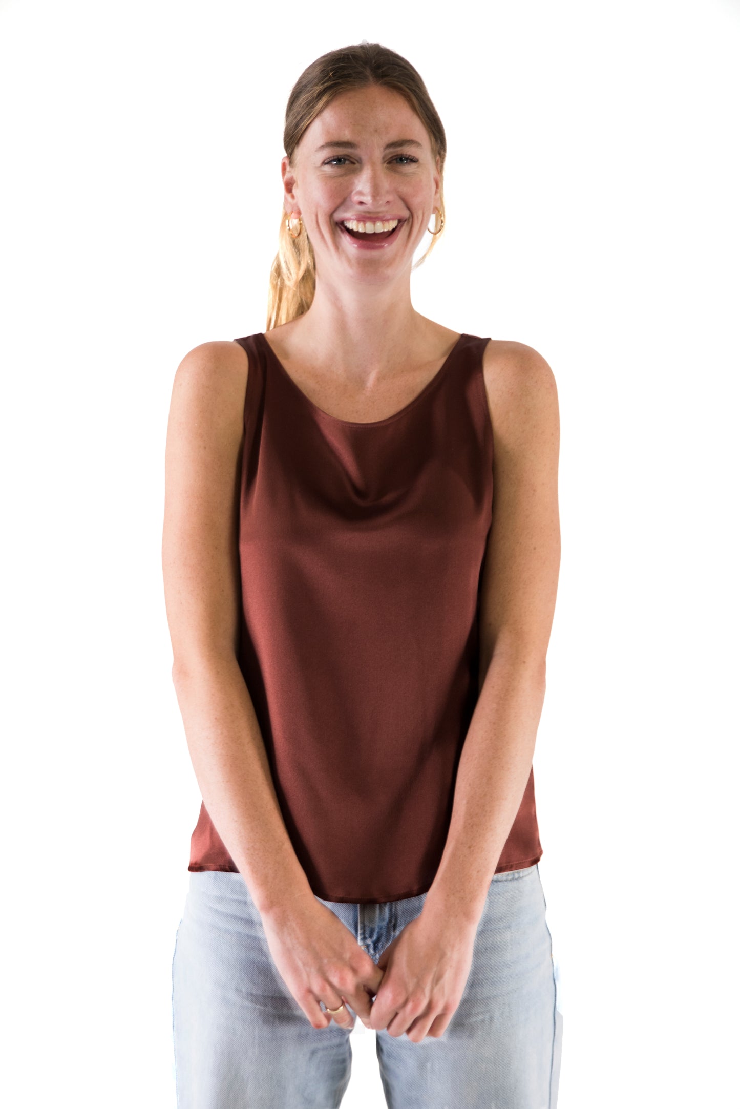 Raba maroon hemdje zijden kleding zijde vrouwen zomers duurzaam chique dames topje topjes hemdjes