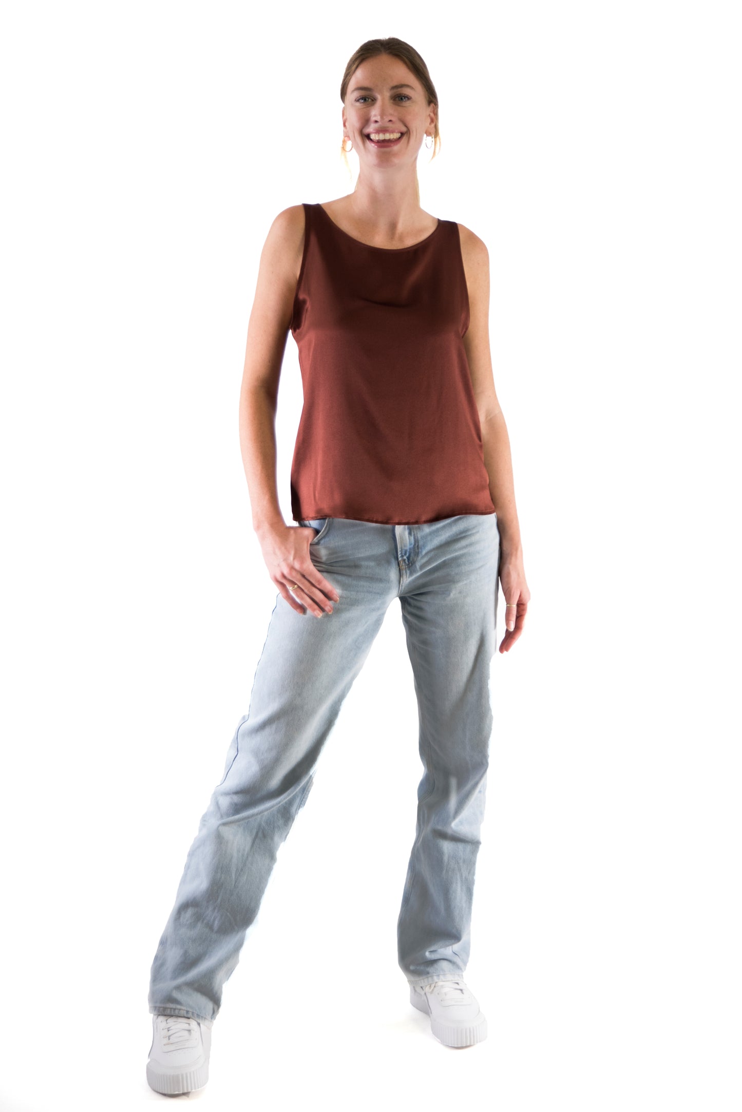 Raba maroon hemdje zijden kleding zijde vrouwen zomers duurzaam chique dames topje topjes hemdjes