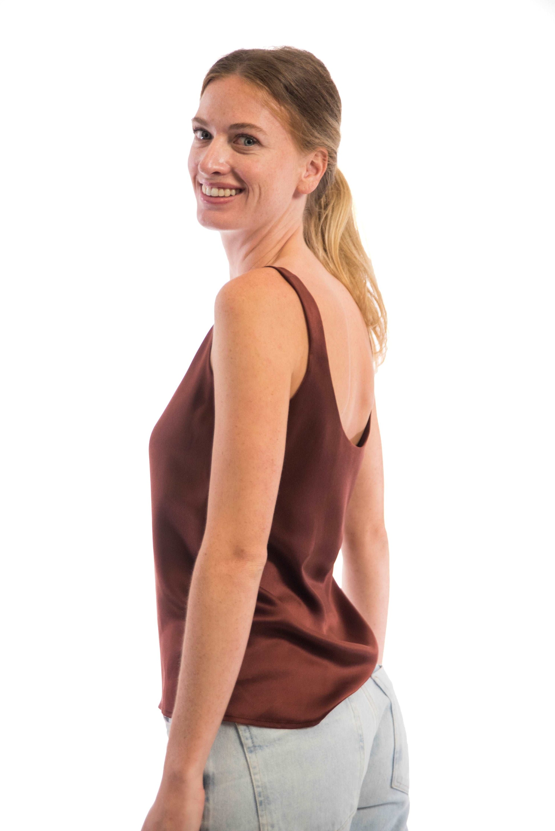 Emma maroon hemdje zijden kleding zijde vrouwen bustier dupion zomers duurzaam chique dames topje topjes hemdjes silk appeal amsterdam