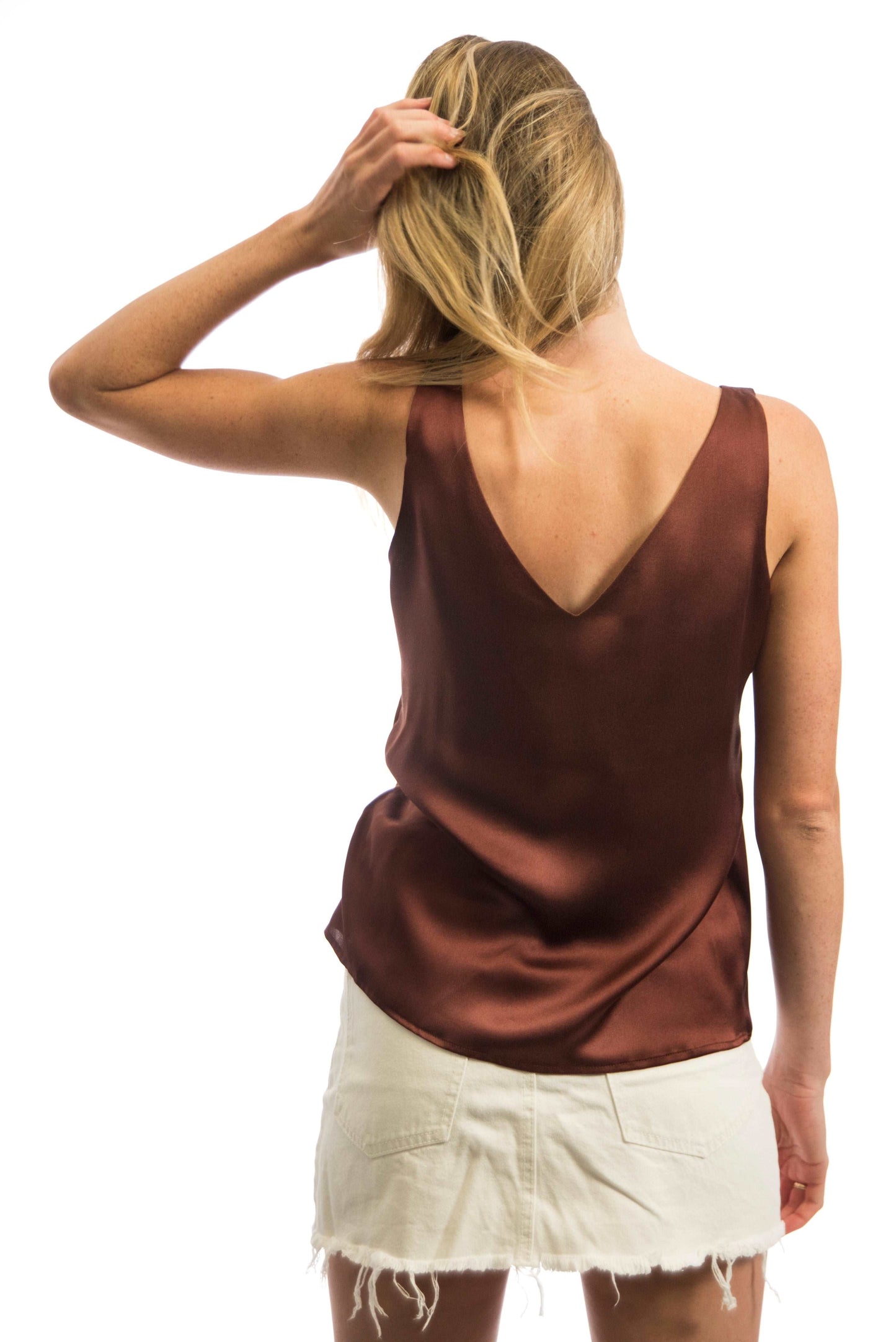 Zena - maroon hemdje zijden kleding zijde vrouwen zomers duurzaam chique dames topje topjes hemdjes 
