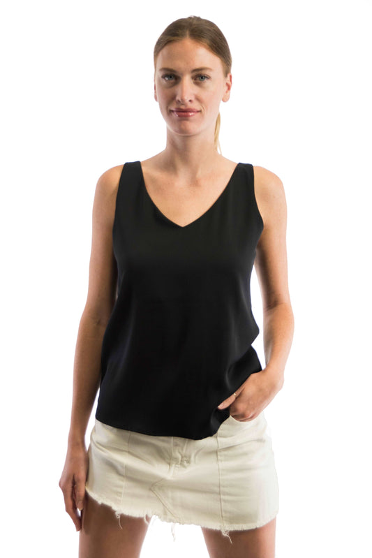 Zena - zwart hemdje zijden kleding zijde vrouwen zomers duurzaam chique dames topje topjes hemdjes 