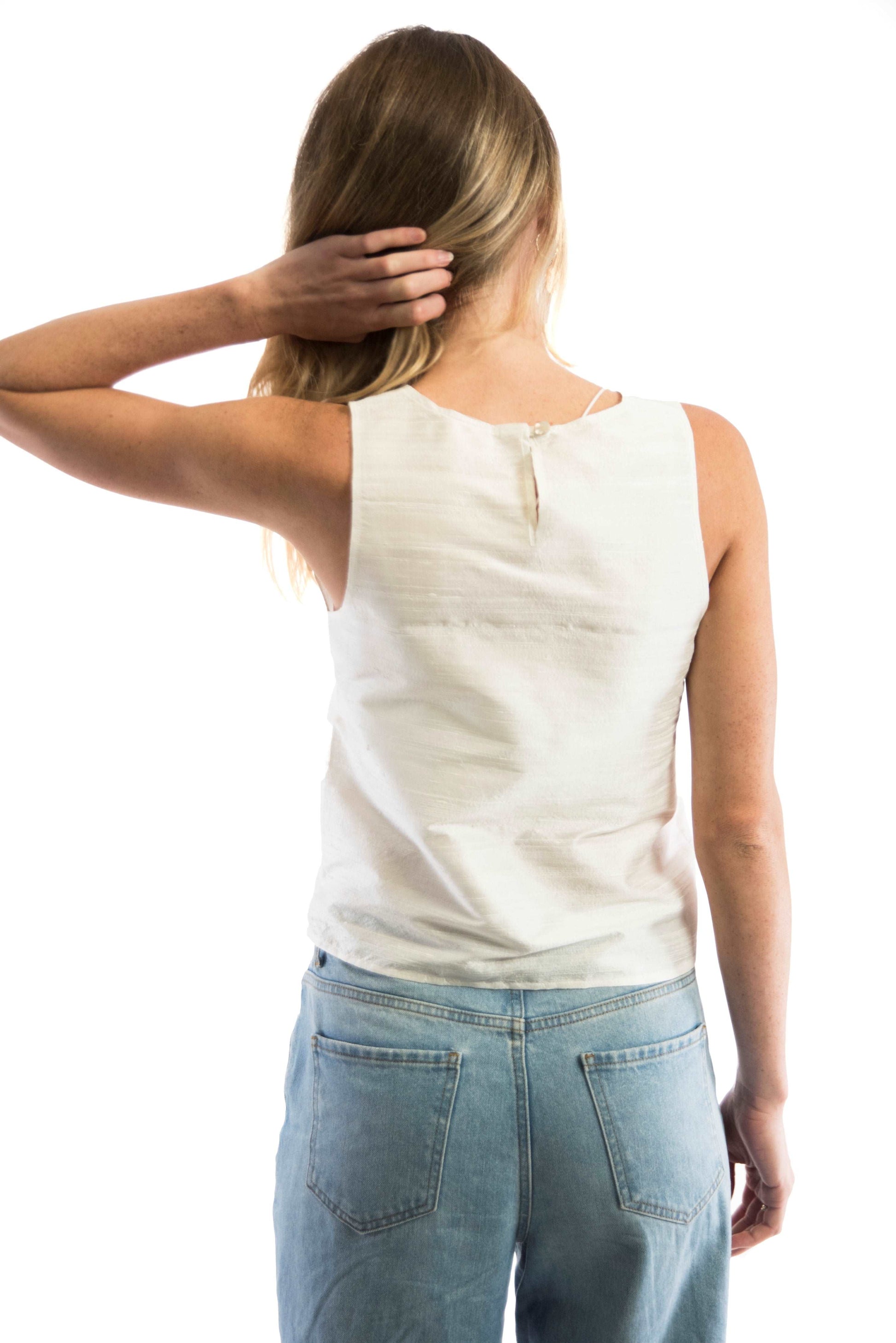 Nocha - crème hemdje zijden kleding zijde vrouwen zomers duurzaam chique dames topje topjes hemdjes 