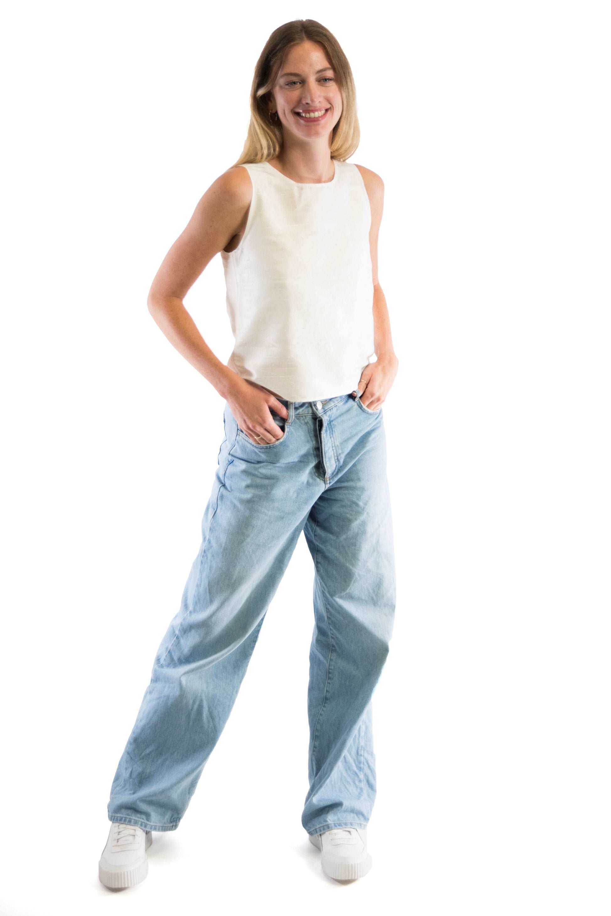 Nocha - crème hemdje zijden kleding zijde vrouwen zomers duurzaam chique dames topje topjes hemdjes 
